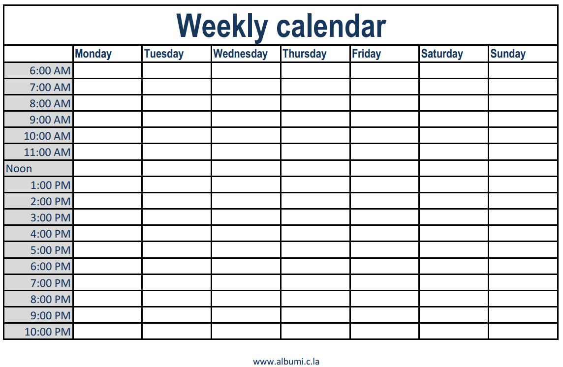 weekly calendar template with time slots 22