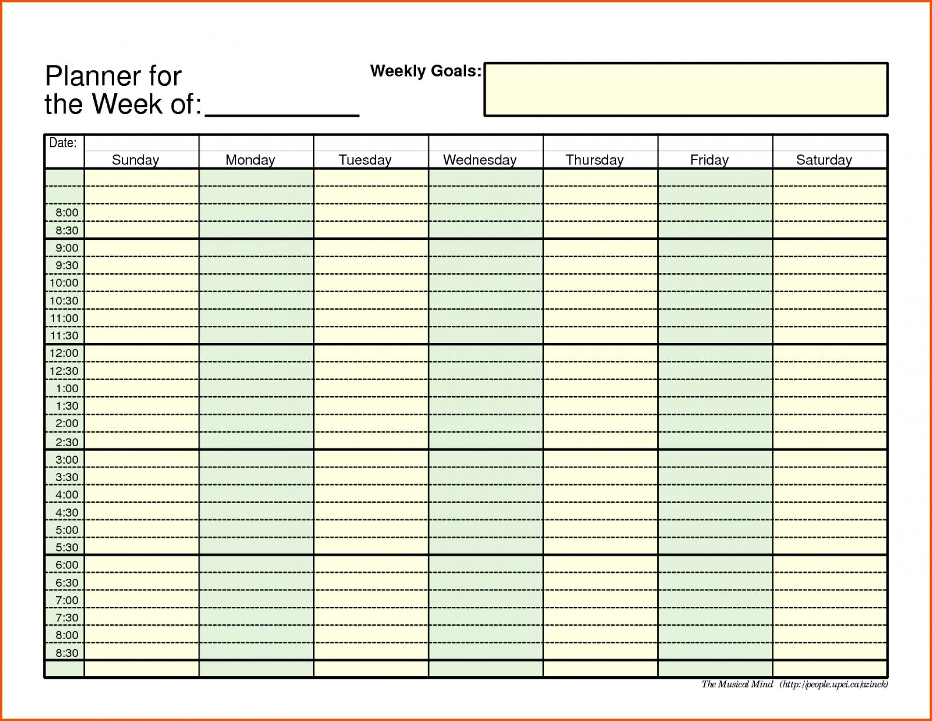 weekly calendar template with time slots 48