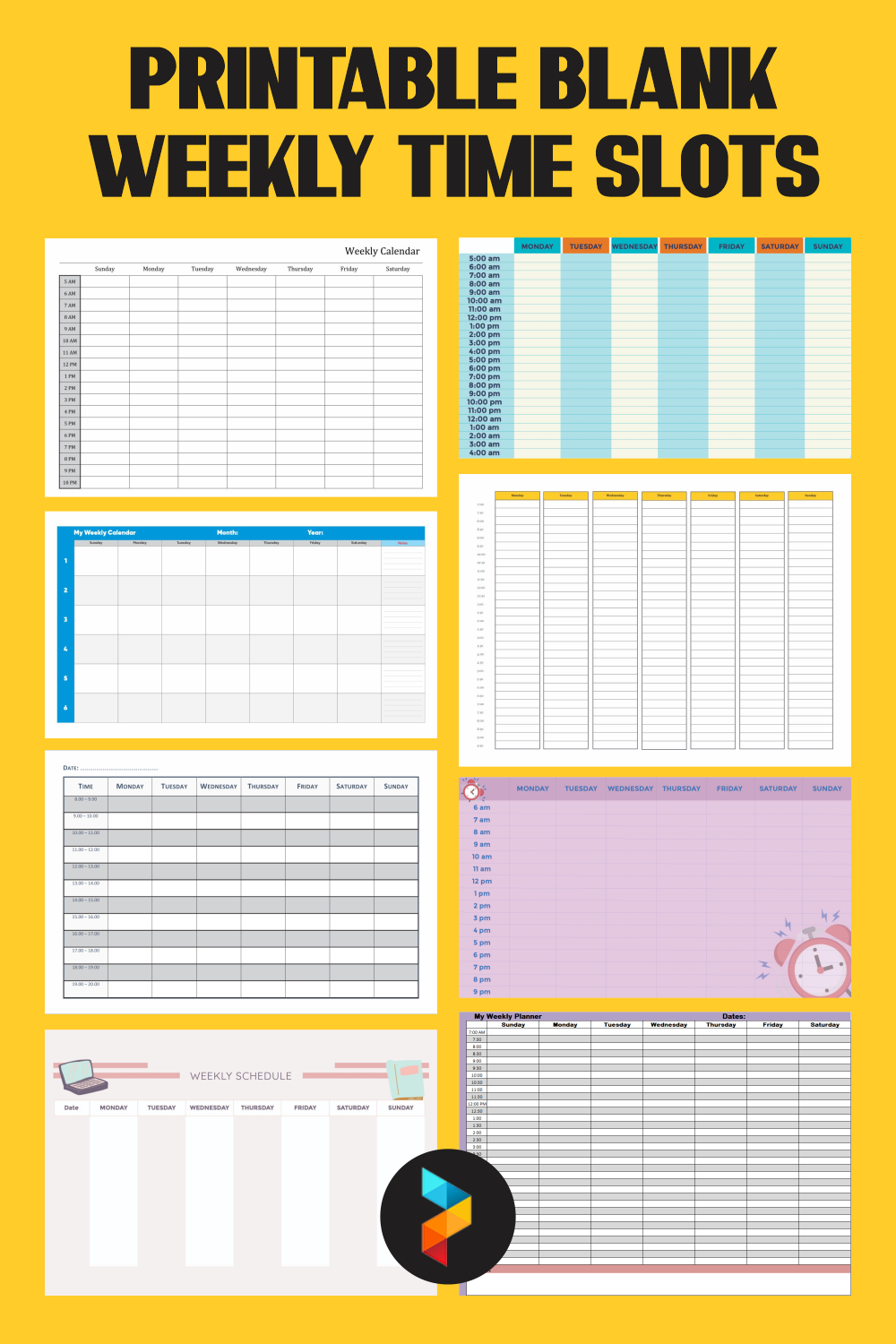 weekly calendar template with time slots 5