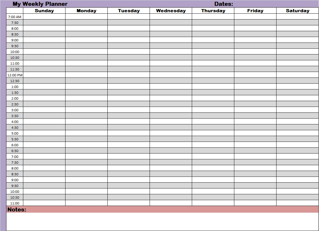 weekly calendar template with time slots 64