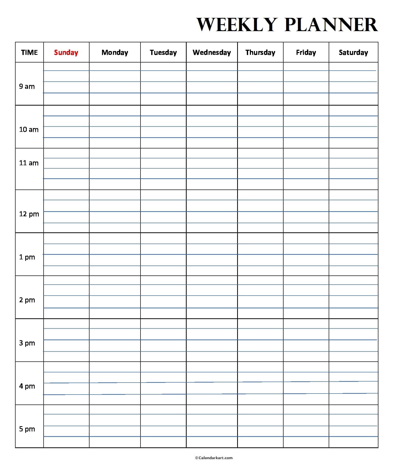 weekly time slots with schedule 36