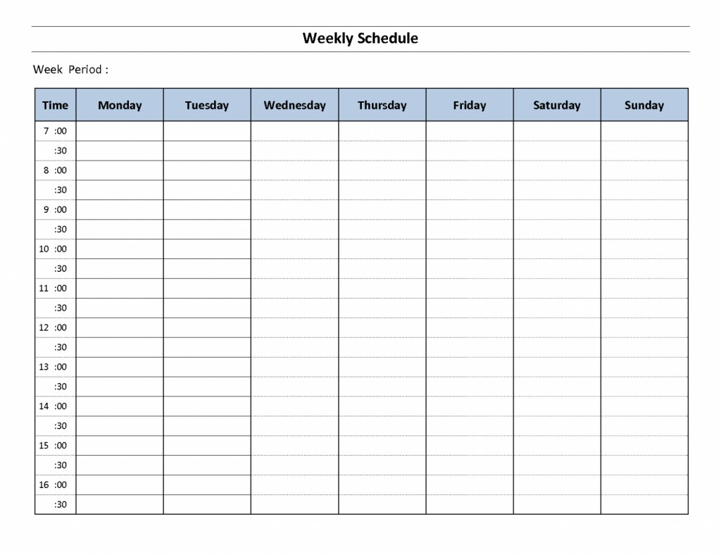 weekly time slots with schedule 43