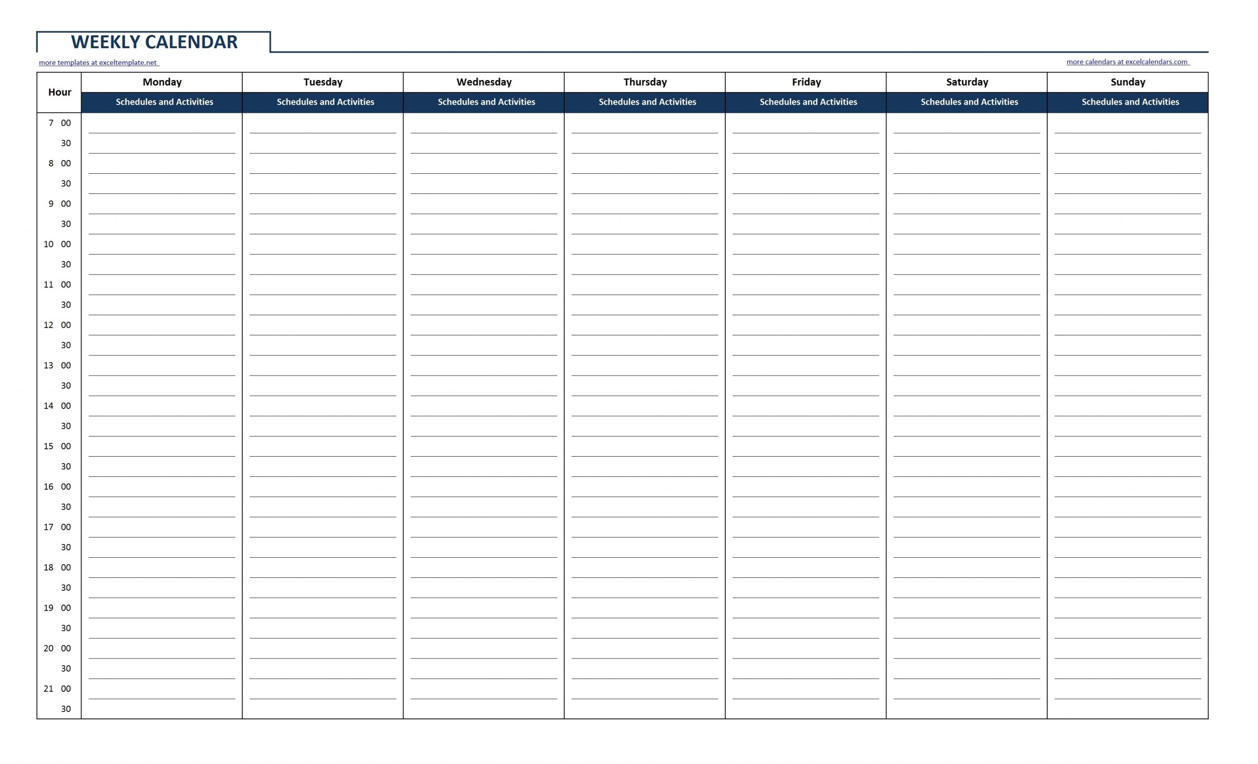 weekly time slots with schedule 50