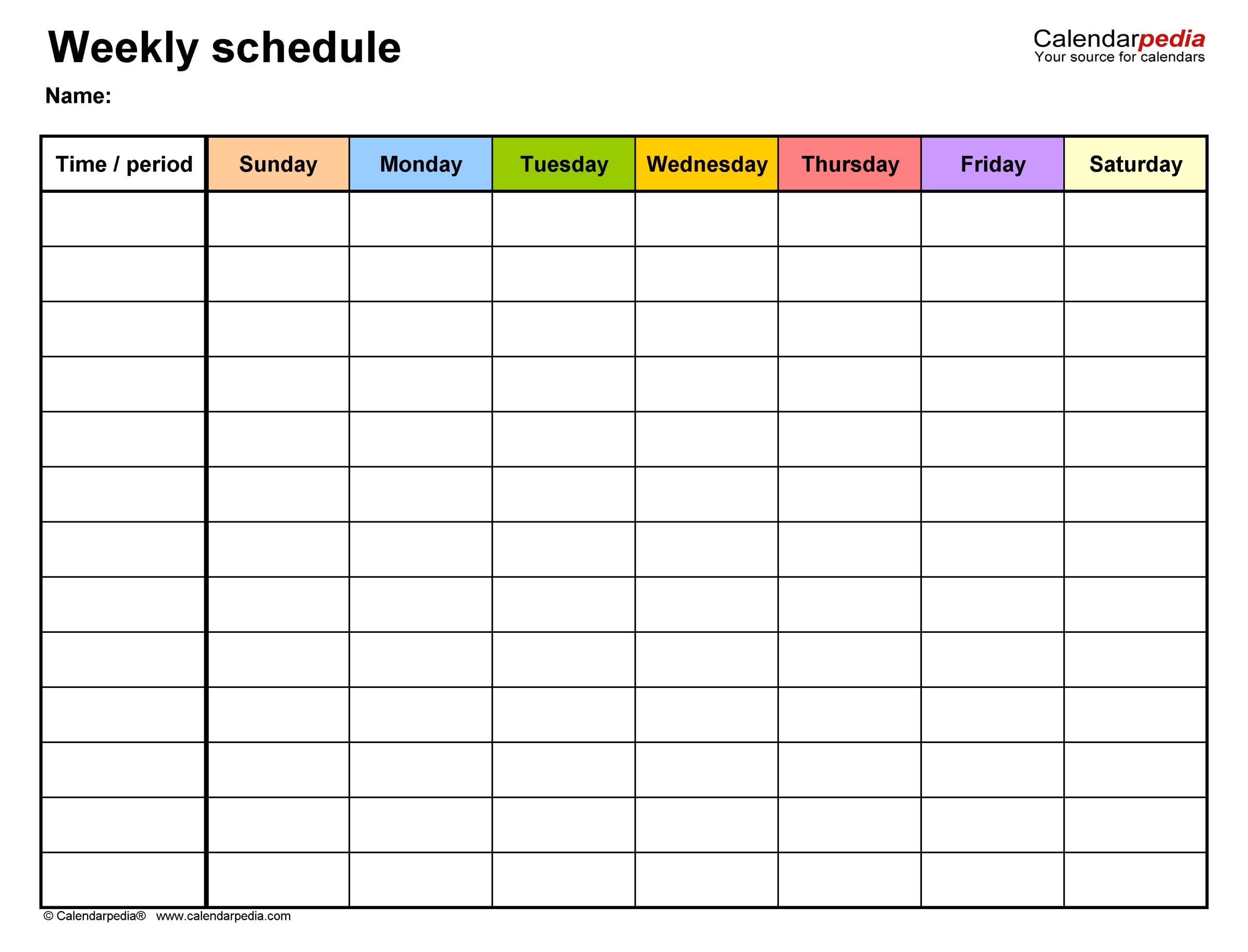 weekly time slots with schedule 56