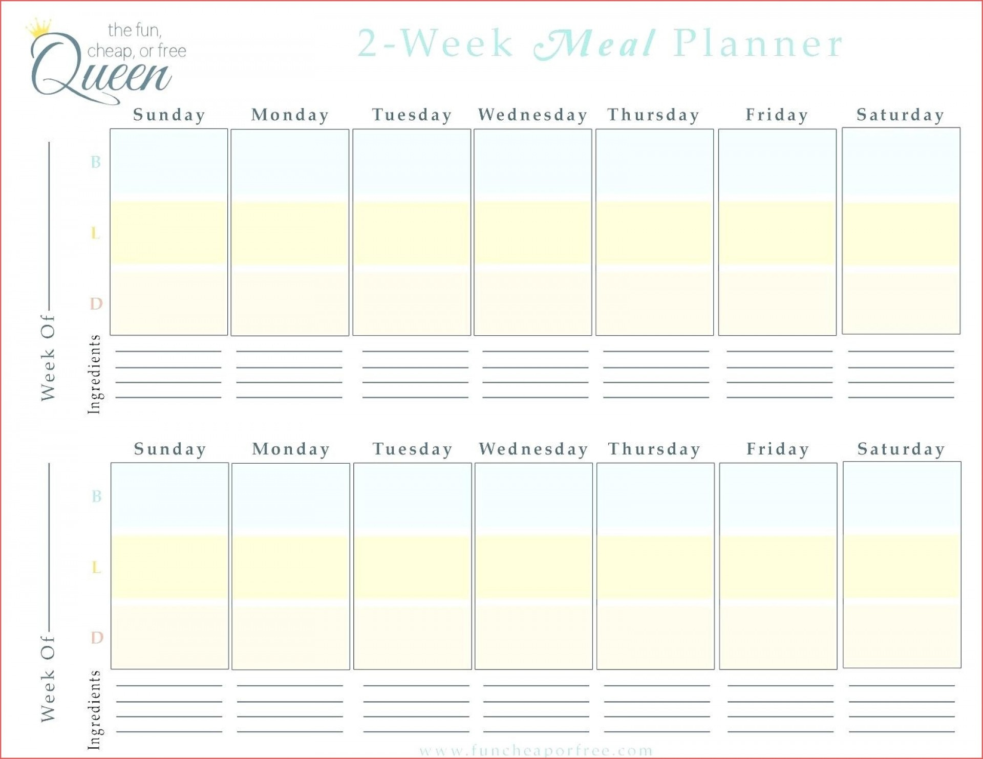 2 week blank calendar printable 7