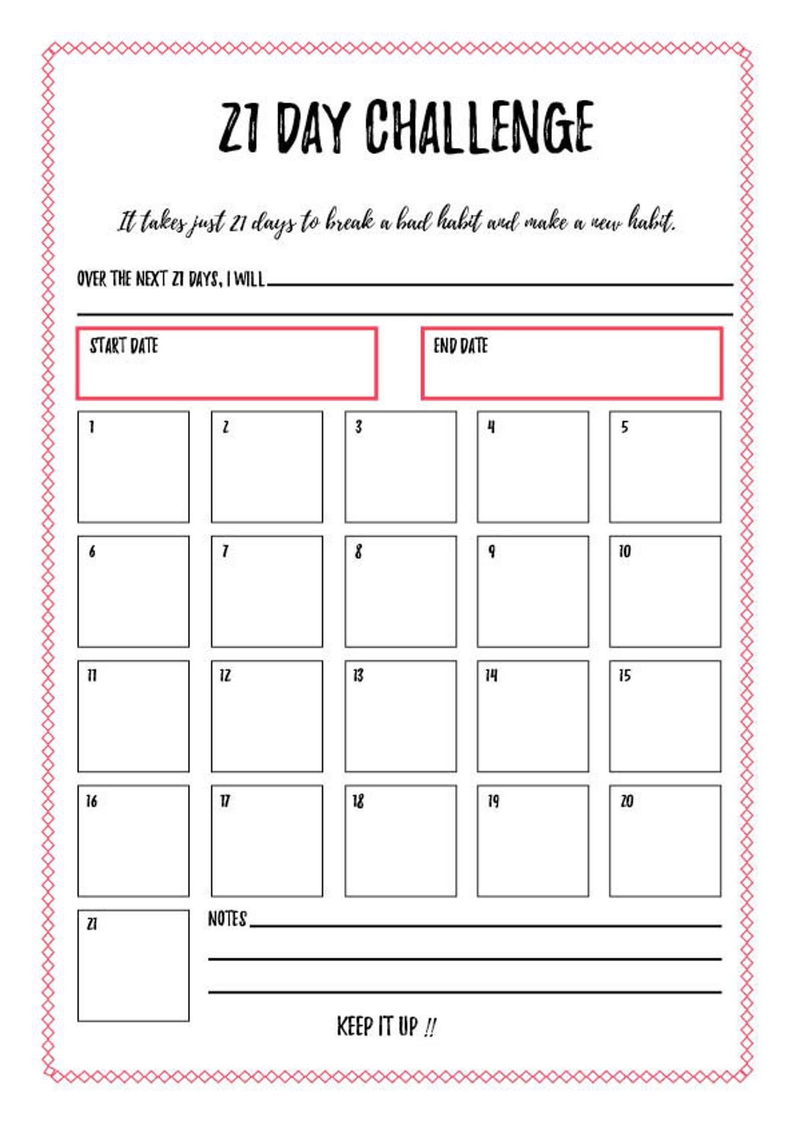 21 day calendar template 1