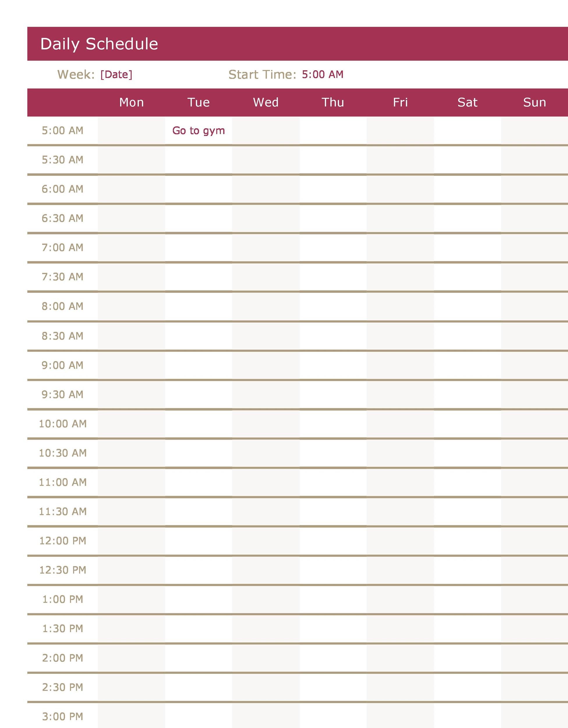 21 day calendar template 28