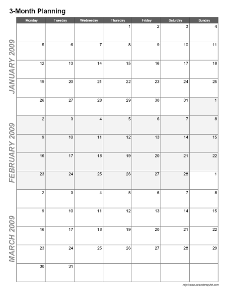 applications to print 3month calendars 11