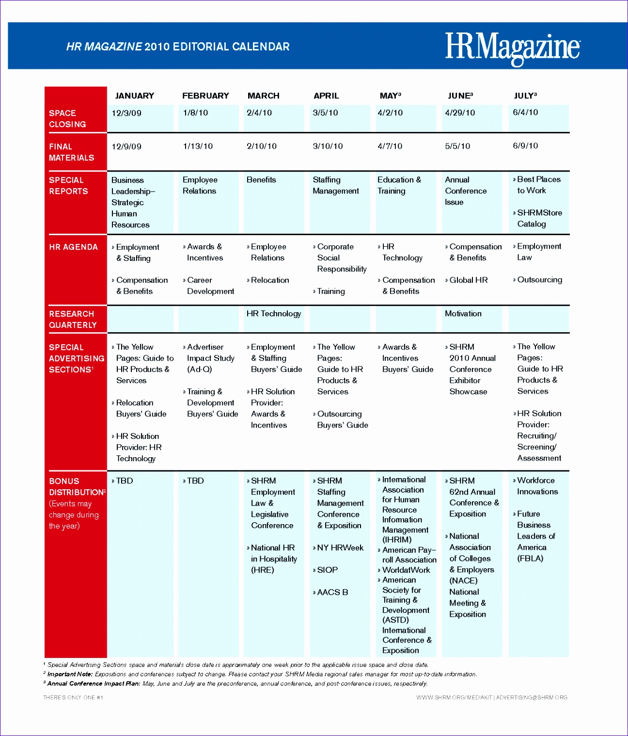 human resource calendar template 1