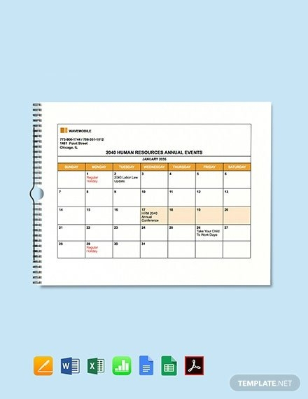 human resource calendar template 16