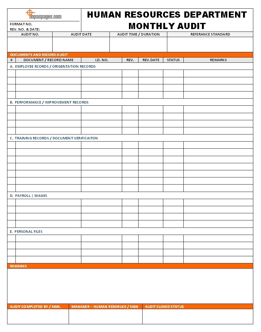 human resource calendar template 55