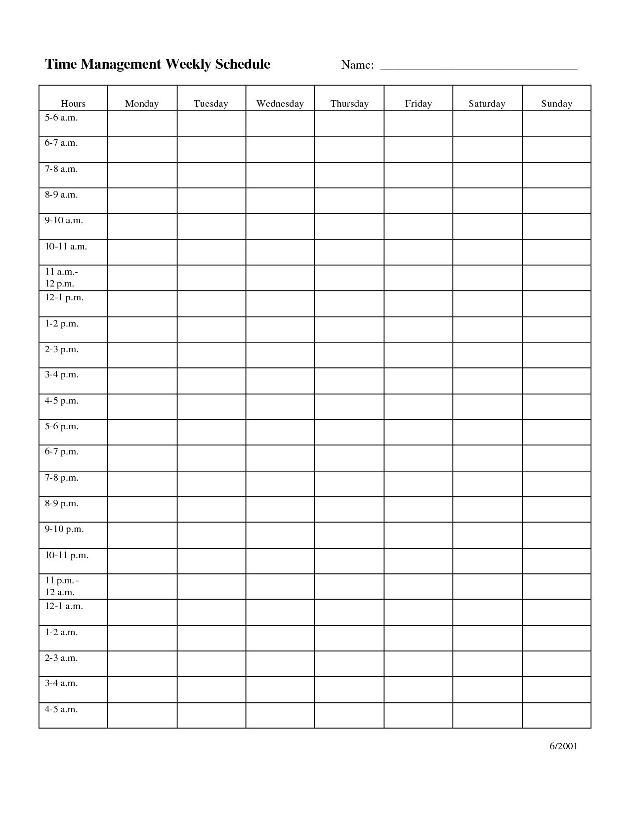 time management calander template 4