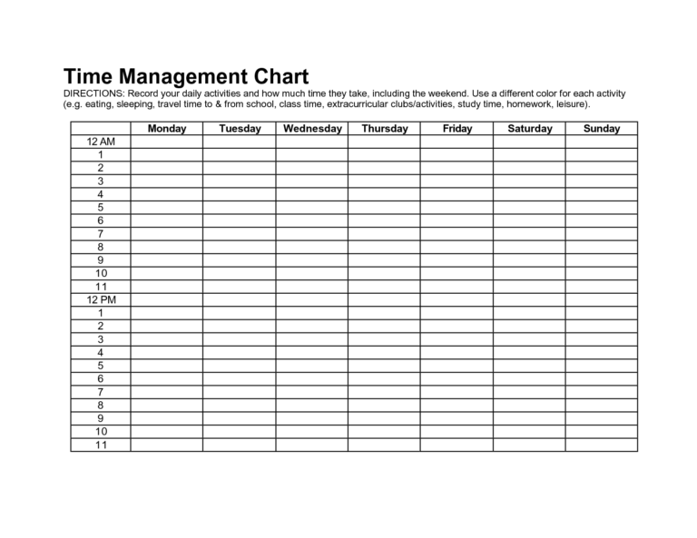 time management calander template 7