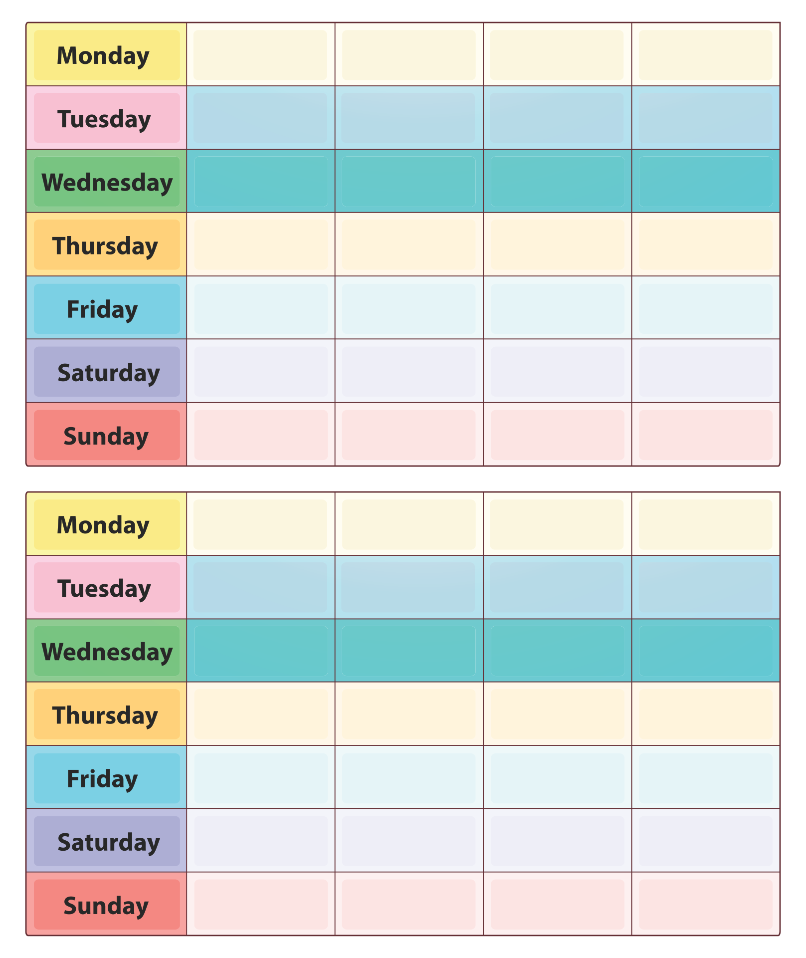 two week calendar template word 1