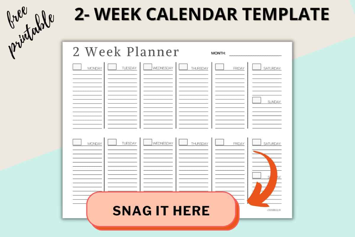 two week calendar template word 15