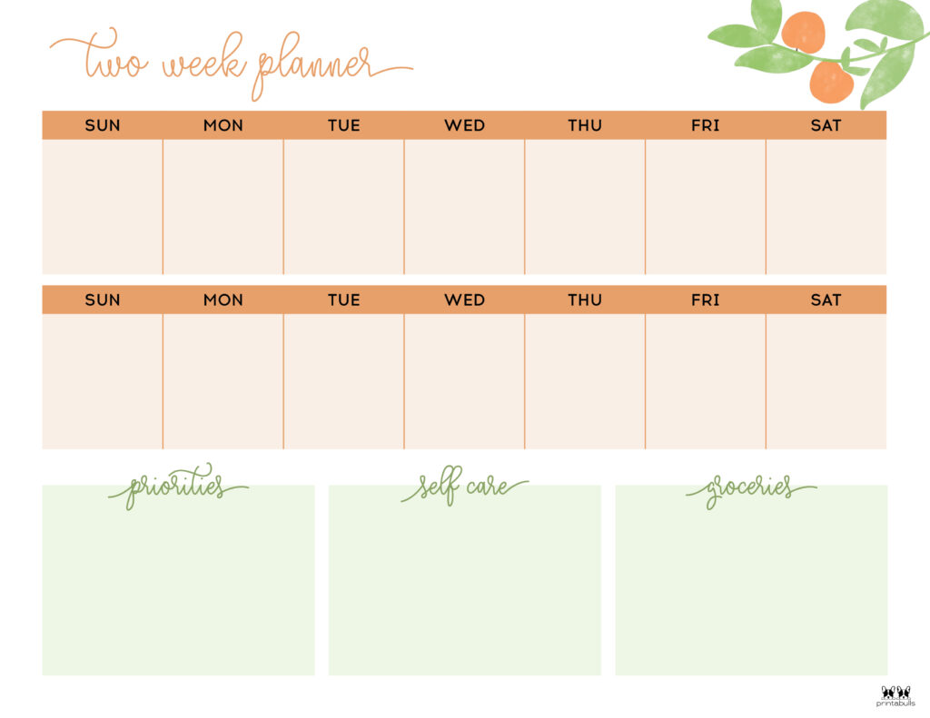 two week calendar template word 16