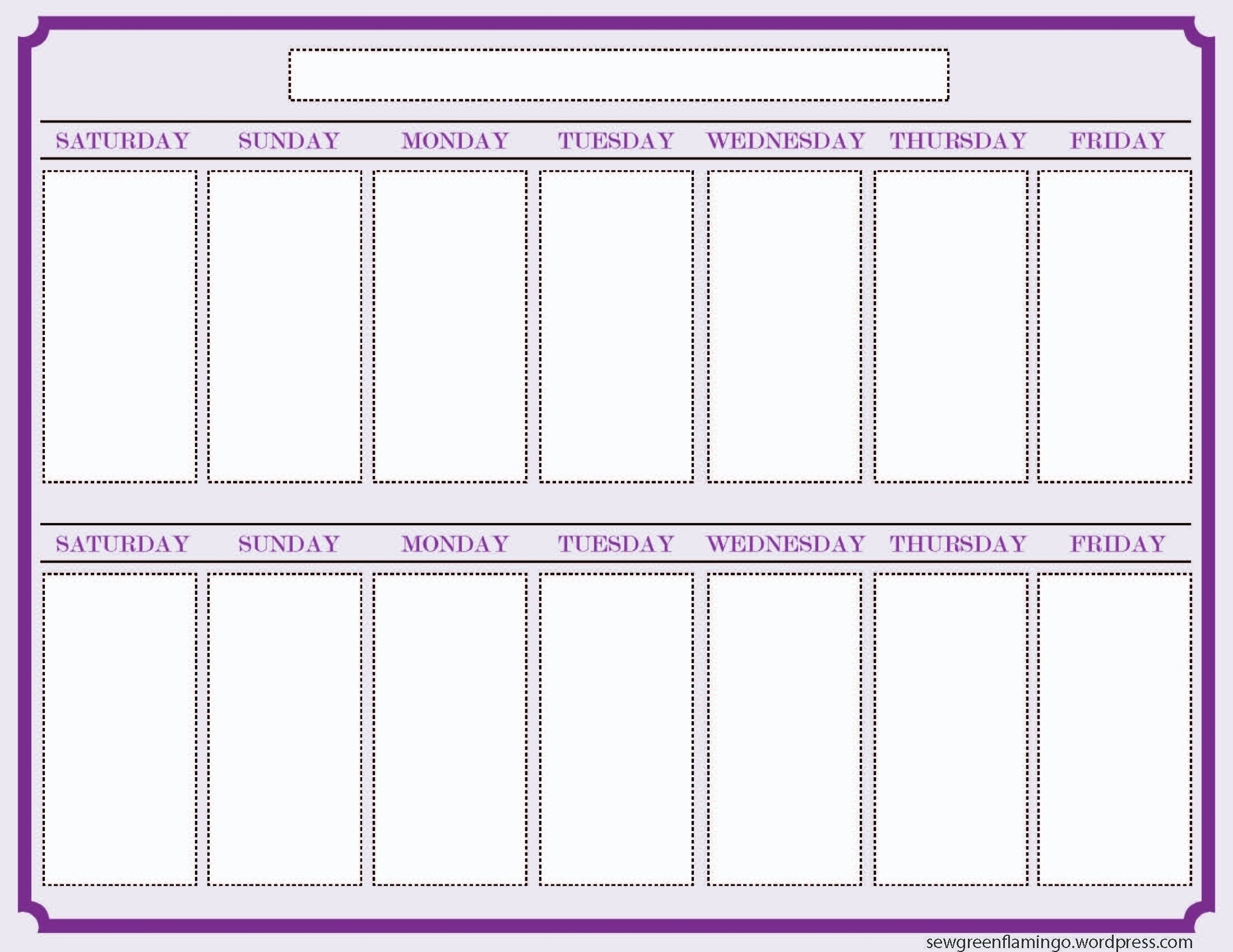 two week calendar template word 3