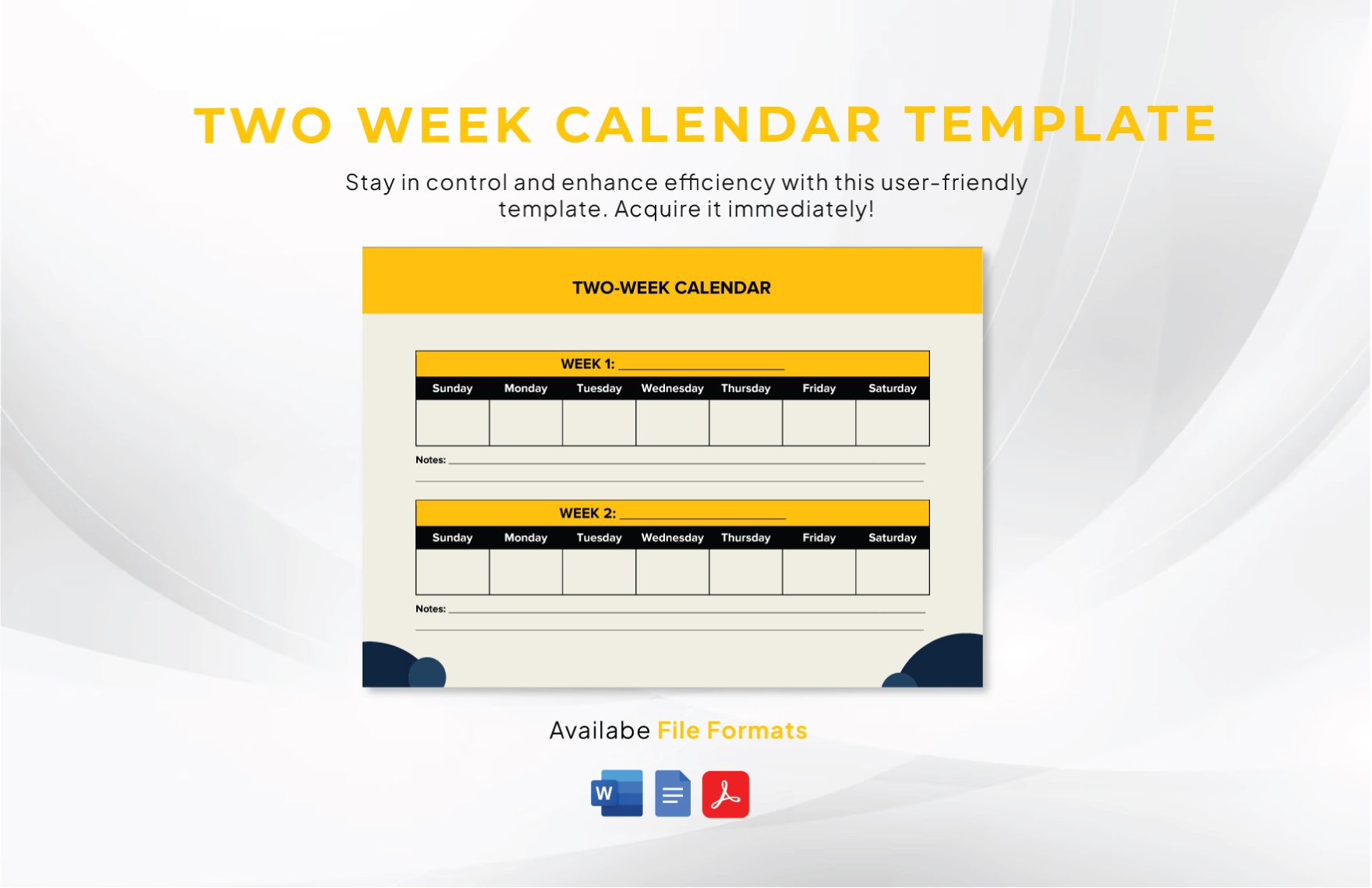 two week calendar template word 49