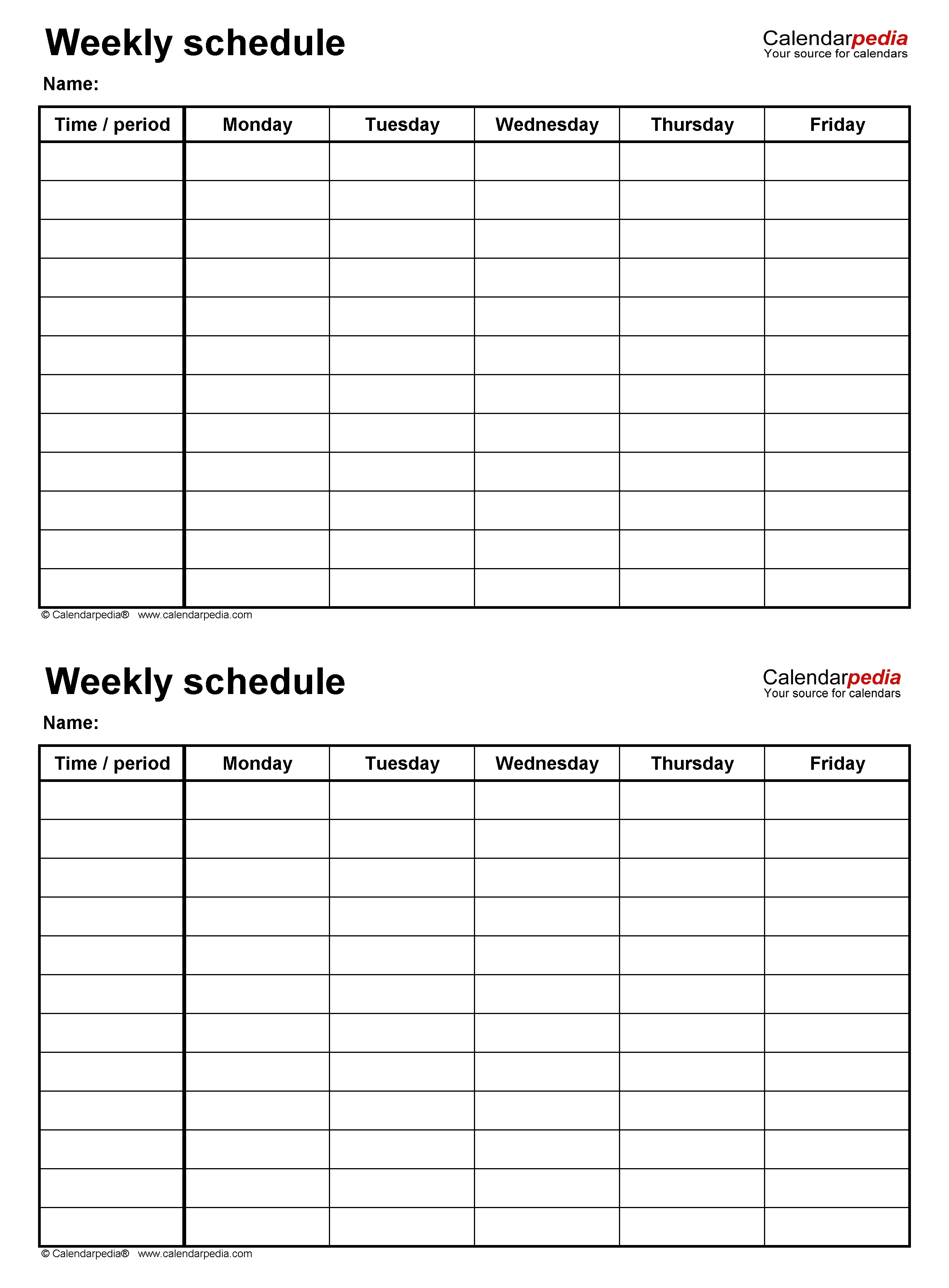 two week calendar template word 5