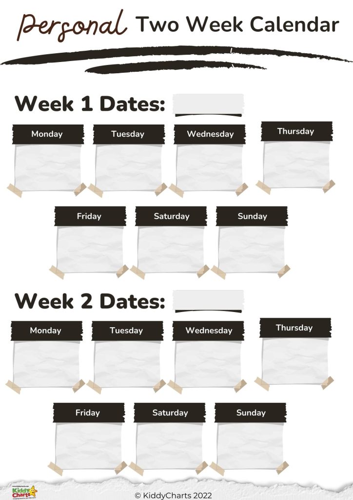 two week calendar template word 53