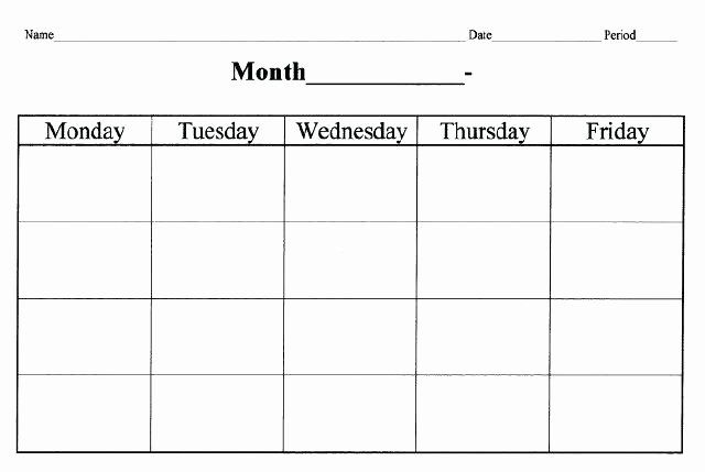 word calendar template monday through friday 12
