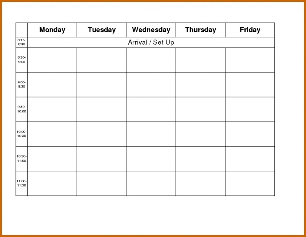 word calendar template monday through friday 2