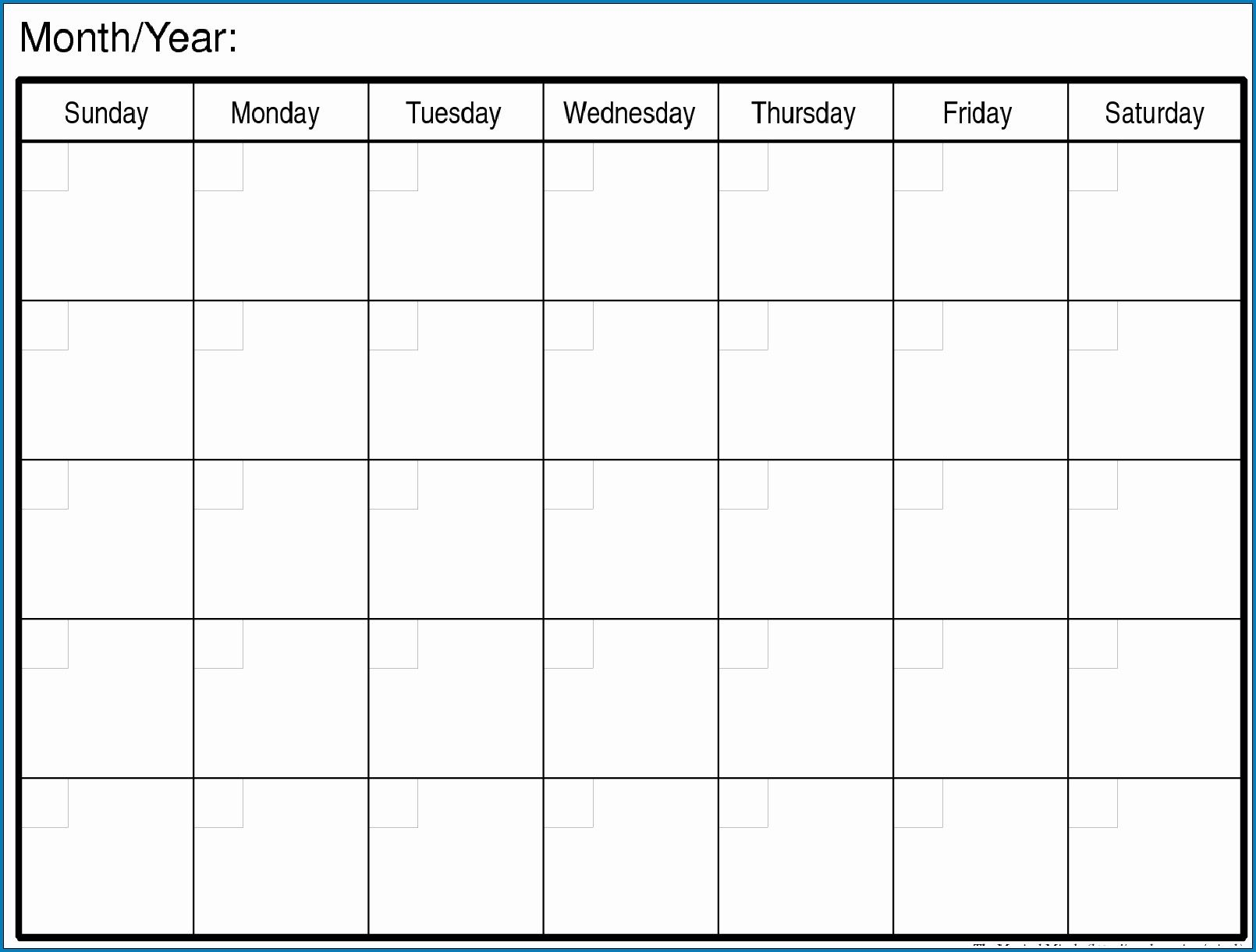 word calendar template monday through friday 54