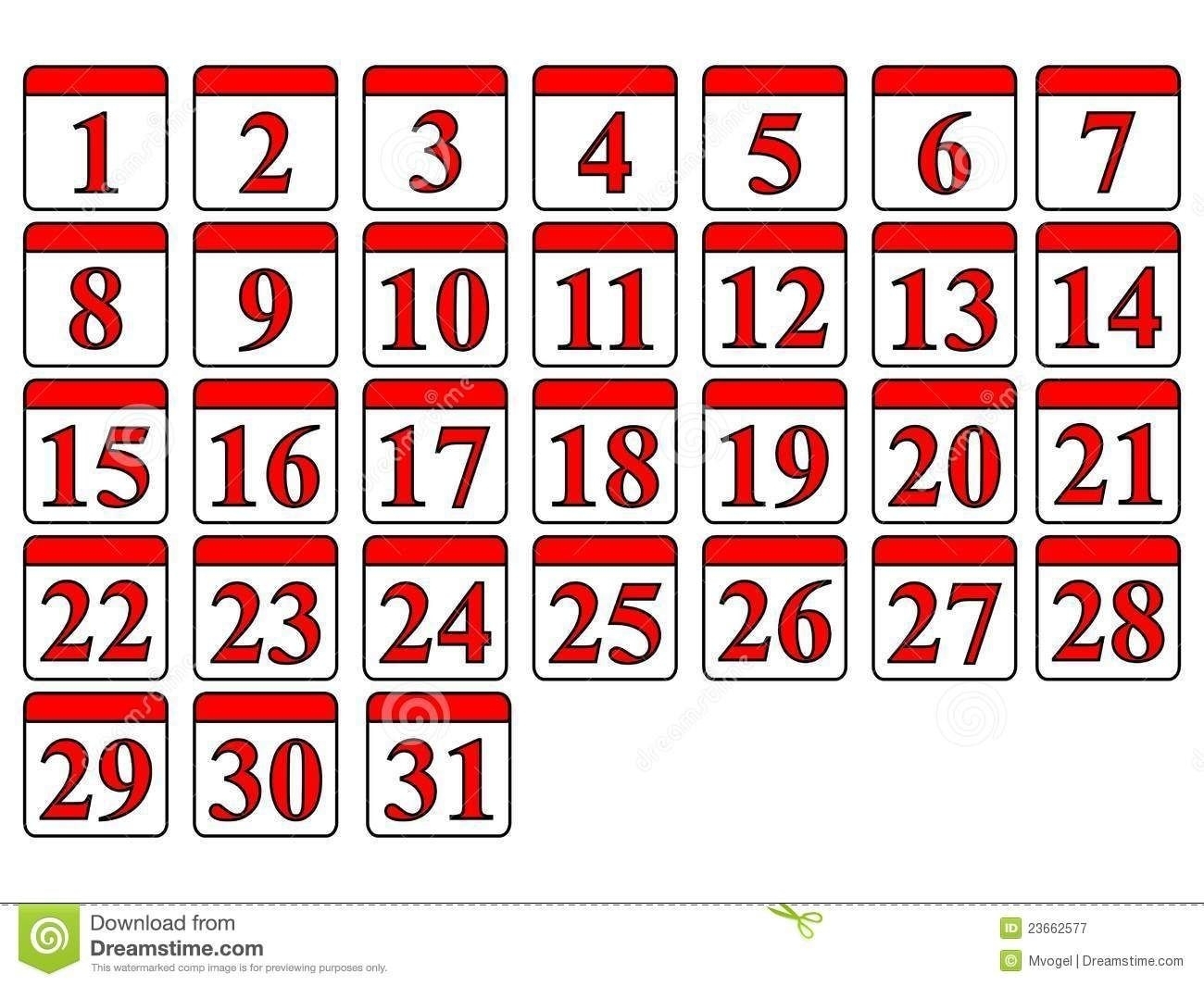 1 through 31 block calendar 15