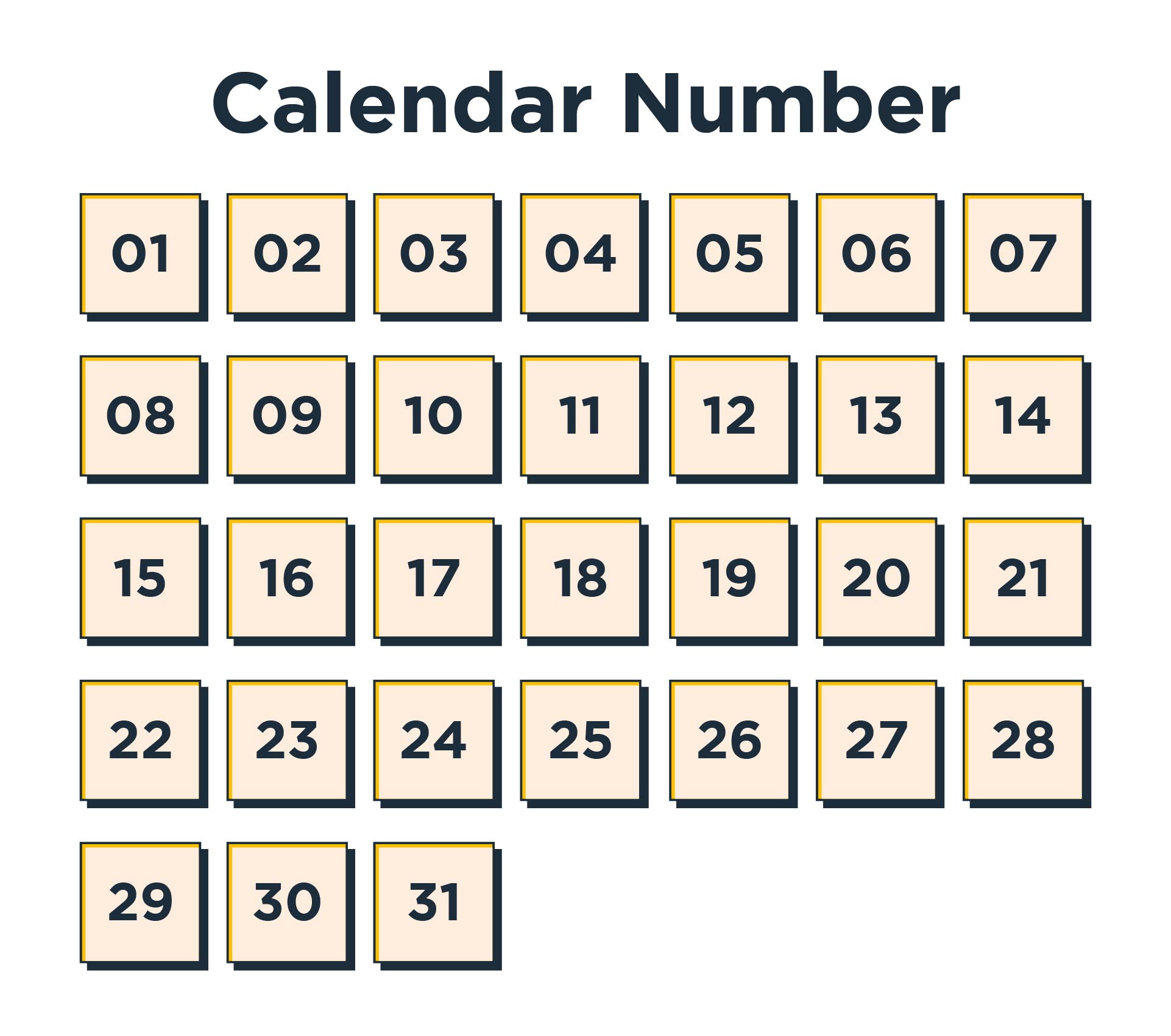 1 through 31 block calendar 2