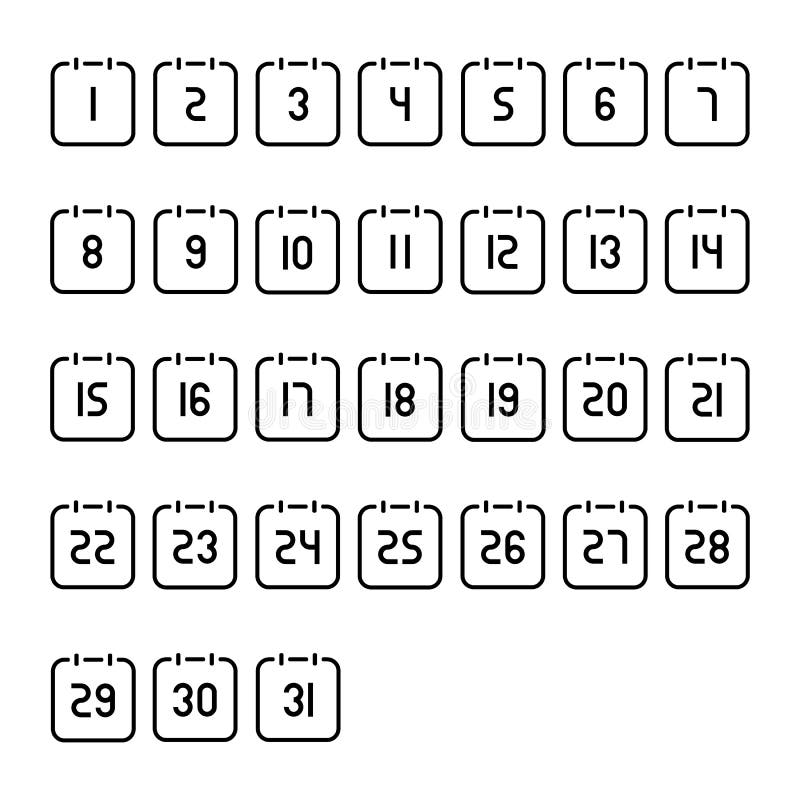 1 through 31 block calendar 27