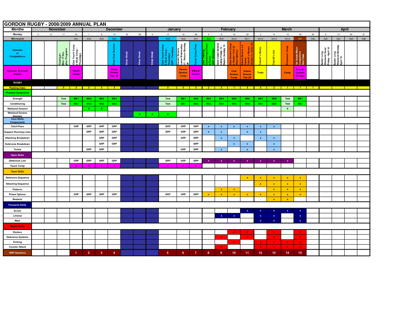 annual training calendar template 1