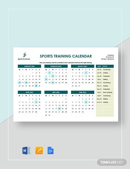 annual training calendar template 17