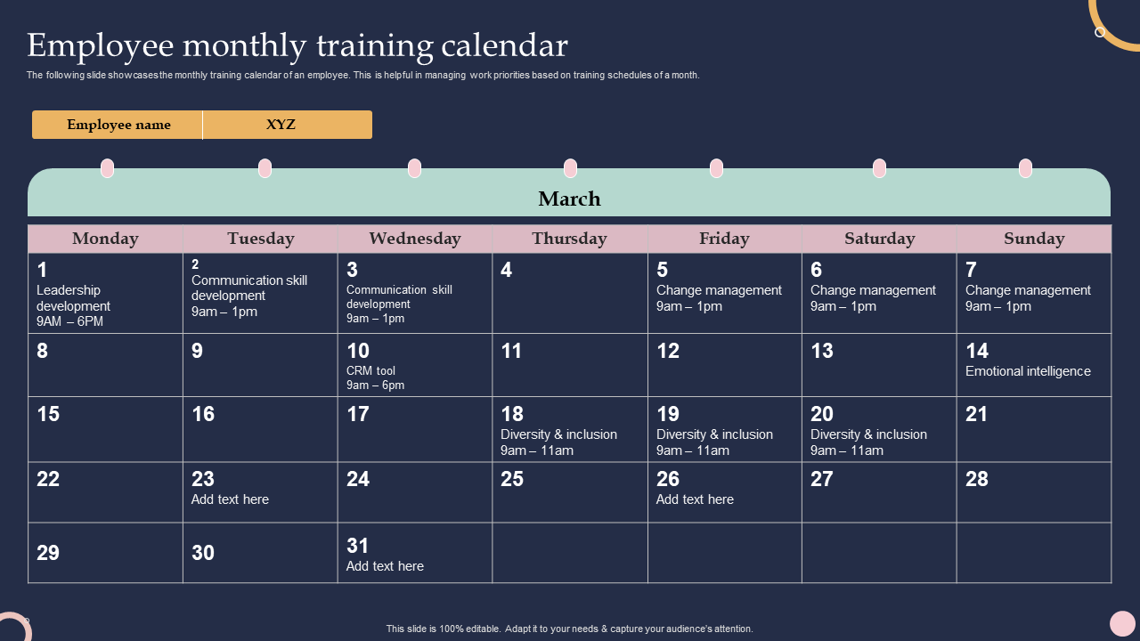 annual training calendar template 23