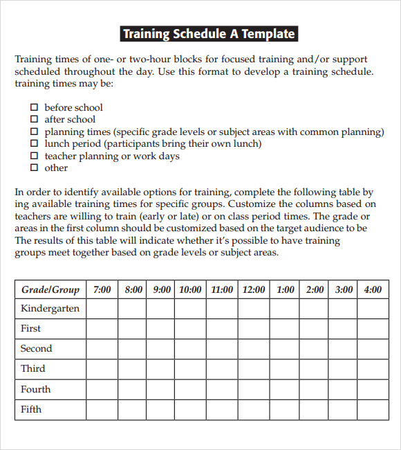 annual training calendar template 9