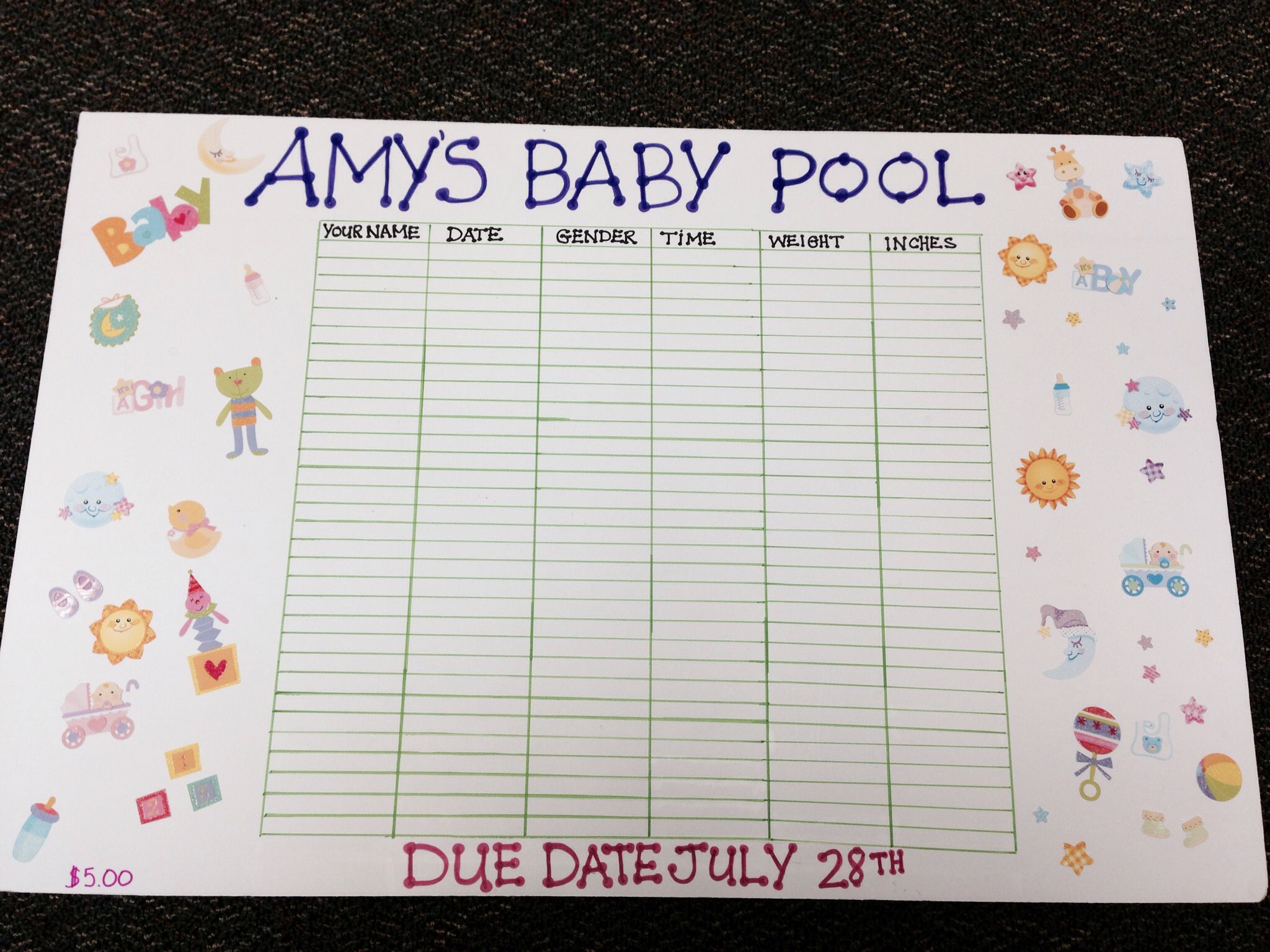 baby due date sweepstake template 10