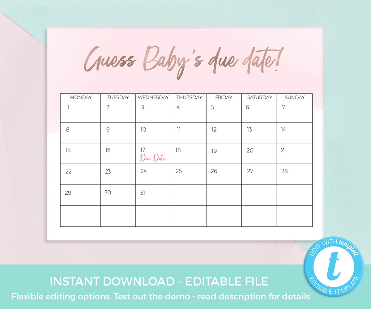 baby due date sweepstake template 26