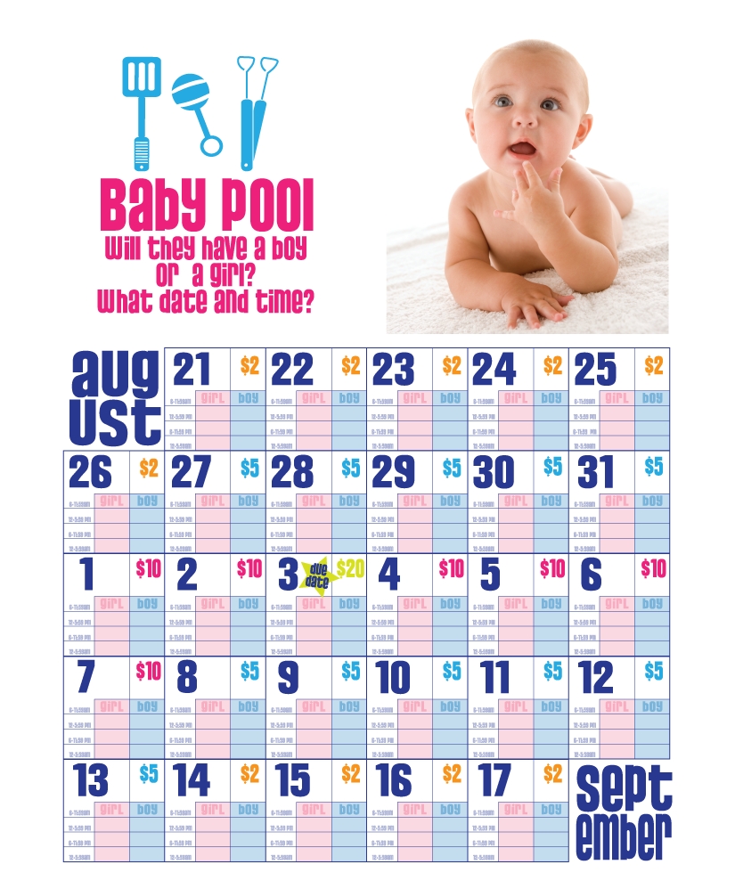 baby due date sweepstake template 8