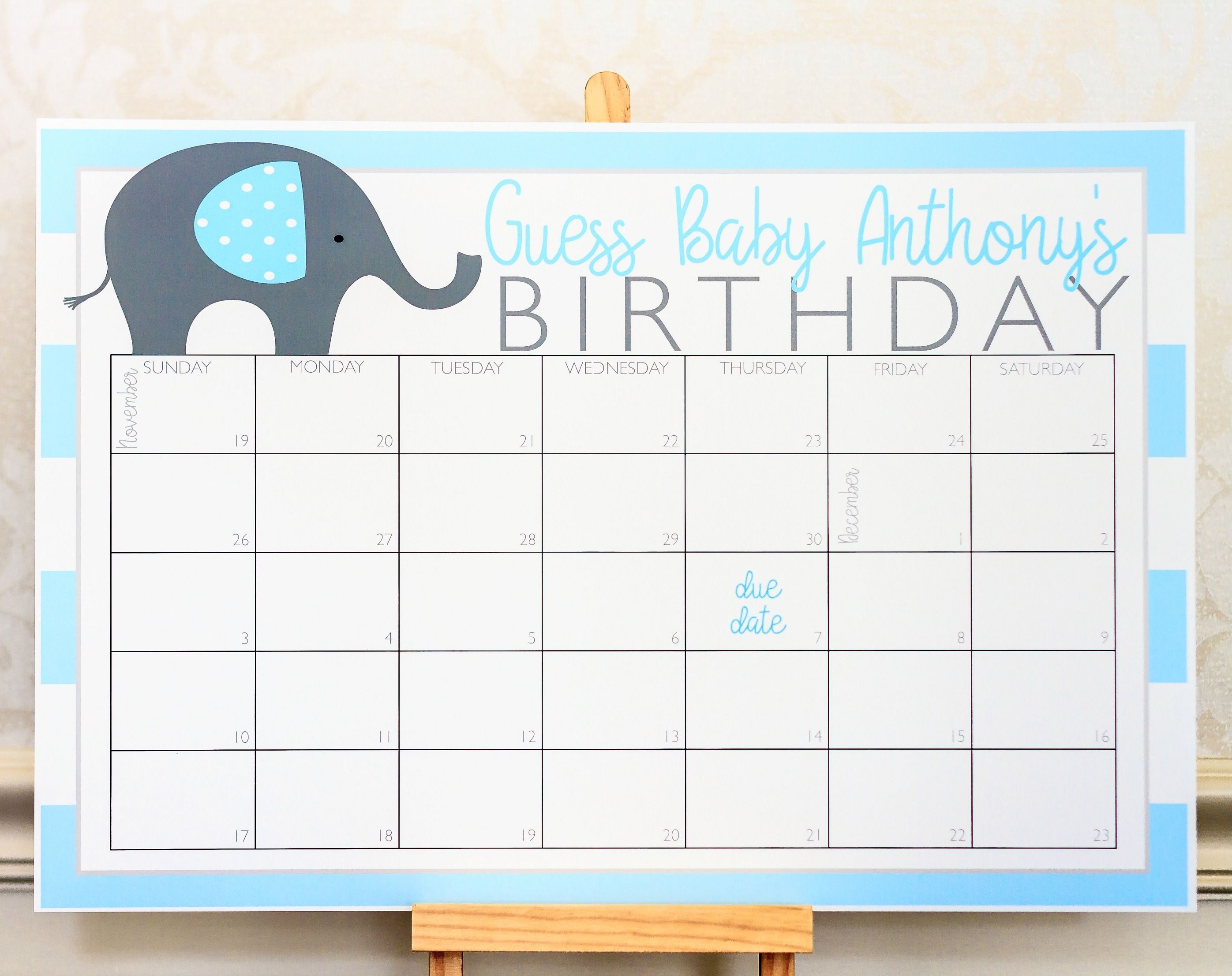 baby shower calendar game free 1