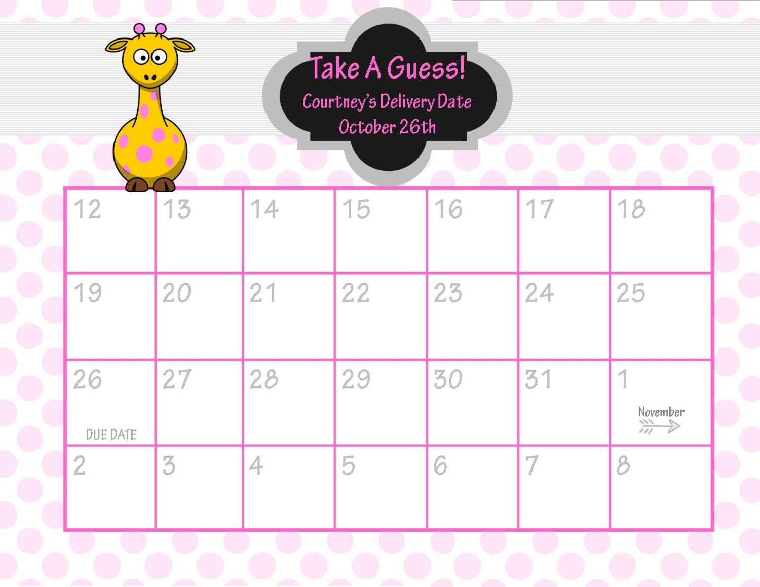 baby shower calendar game free 20