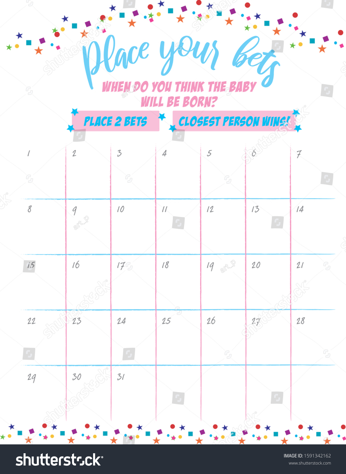 baby shower calendar game free 25