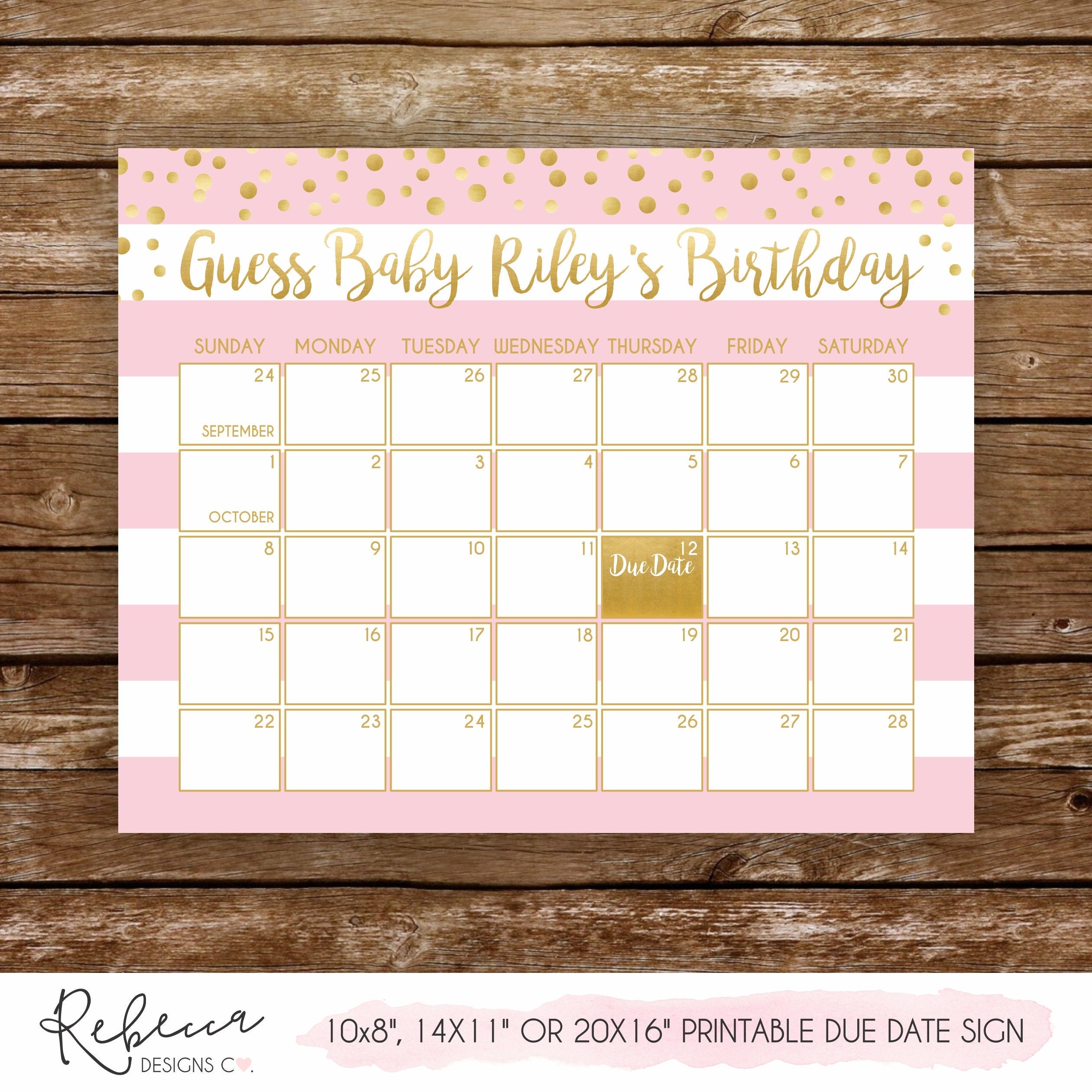 baby shower calendar game free 4