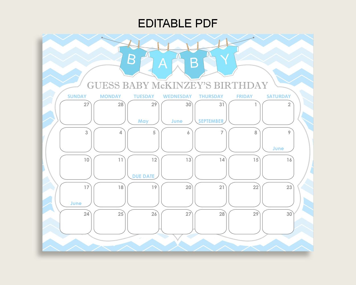 baby shower calendar game free 6