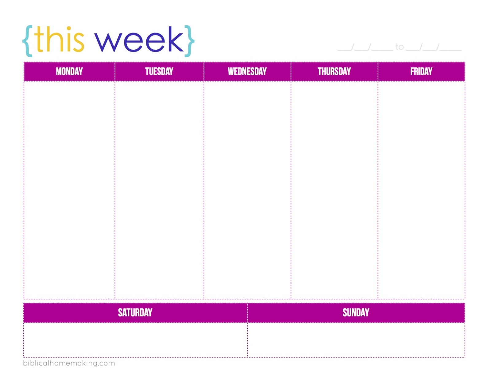 blank free printable monday through friday 16