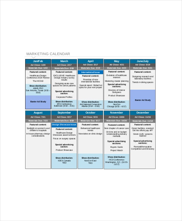 content calendar for member newsletters 31