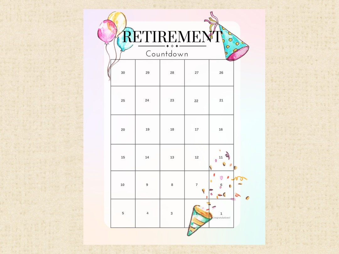 countdown to retirement calendar funny 62