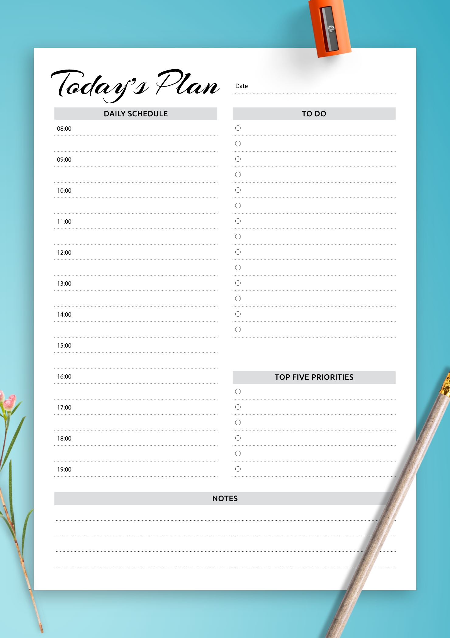 daily calendar by hour printable 22