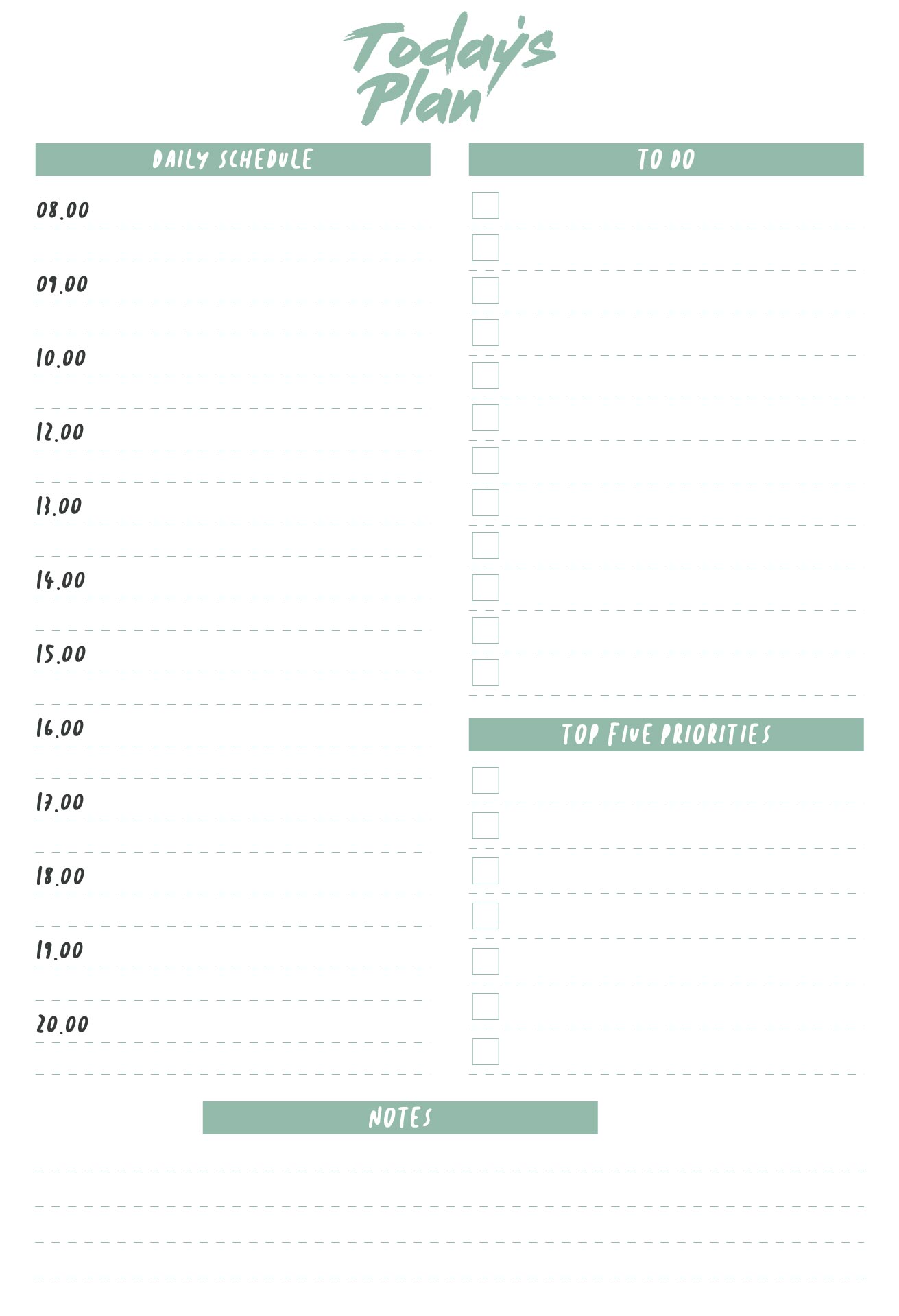 daily calendar by hour printable 25