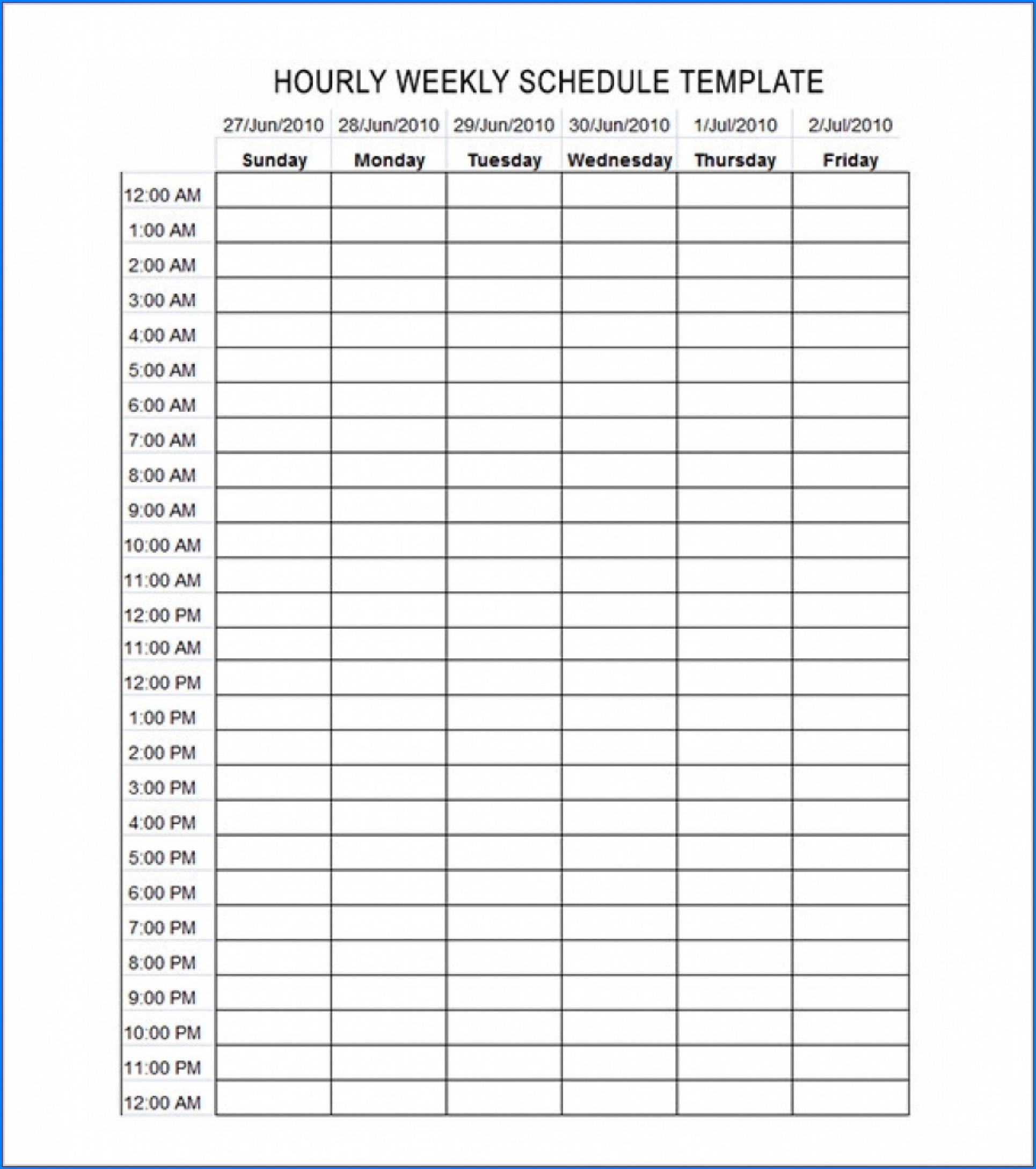 daily calendar by hour printable 31