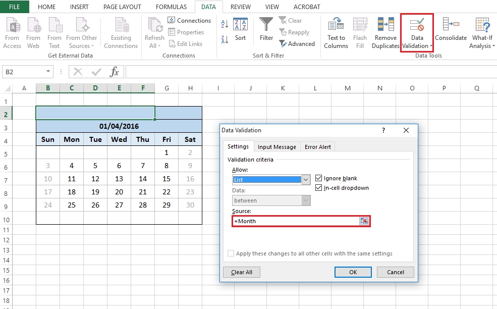 excel add calendar drop down into a template 1