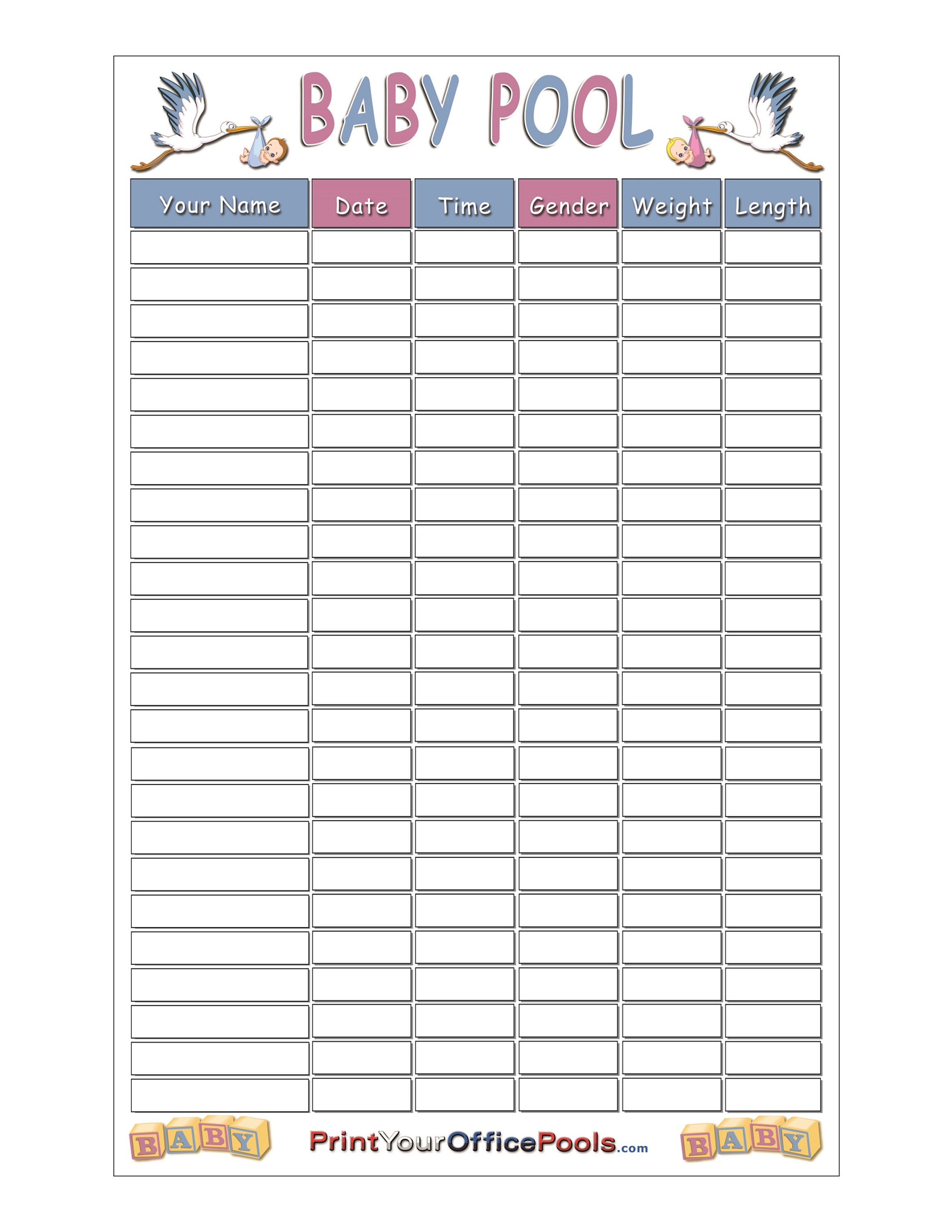 infants pools for birth date and weigh 1